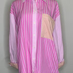 ZARA  Colorblock Striped Shirt Sz Small Pink Orange White Photo 0