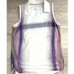 Lucky in Love Mesh Overlay Collared Polo Tank XS Scrunch Side Tennis Golf Top White Photo 0