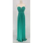 La Femme  Spearmint Net Jersey V-Neck Gathered Bodice Gown Sz 6 New Photo 1