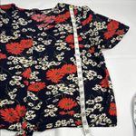 Madewell Black and Red Tie Front Blouse with Peter Pan Collar Photo 3