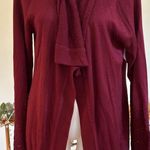 Calvin Klein Burgundy Tight knit sweater With belt, shawl & collar Sz L Photo 1