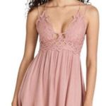 Free People NEW!  Adella Slip Dress ROSE Pink Lace Spaghetti Strap Ruffle SMALL Photo 0