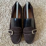 Talbots  Vintage Flats Loafers Chocolate Brown Suede Leather Buckle Size 9W Photo 3