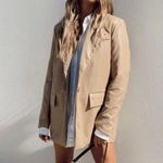 Joie NWT  Leather Faux Tan Beige Blazer Coat Jacket Blogger Pinterest Fav Cream Photo 0