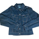 Jeans Crest Dark Denim Jacket Classic Button Front‎ Stretch Casual Streetweark Blue Size L Photo 0