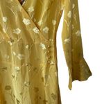 ASOS  Floral Jacquard Long Sleeve Wrap Mini Dress Yellow Sz 2 Photo 4
