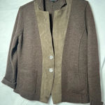 Eileen Fisher Eileen‎ Fisher Brown Merino Wool with Lamb Leather Trim Blazer- Size S Photo 0