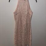 Lulu's Pink Floral Lace Halter Dress Photo 1