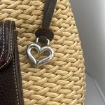 Brighton  Leather Woven Exterior Satchel Top Handle Bag Handbag heart charm Photo 2