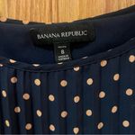 Banana Republic Polka Dot Pleated Maxi Dress in Navy Blue & Beige Size 8 Petite Photo 11