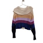 Aerie Mock Neck Multicolor Cozy Chunky Knit Double-Zip Cardigan Sweater Medium Photo 2