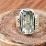 Green Amethyst Vintage Two Tone Band Silver Photo 2