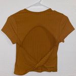 Wild Fable Mustard Short Sleeve Open Back Twist Crop Top Size Small Photo 2