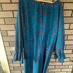 Charming Charlie Midi Dress Faux Wrap Bell Sleeve Long Floral Blue Plus 2X Photo 4