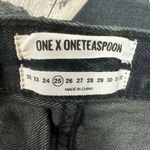 One Teaspoon  Denim Shorts Bonita High Waist Long Rise Button Fly in Fox Black 25 Photo 6