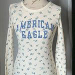 American Eagle  Outfitters Womens XS Top Floral Thermal Waffle Knit Long Sleeve Photo 6
