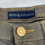 Rock & Republic Women's Low Rise Berlin Skinny Jeans Gray Gold Shimmer Size 10 Photo 3