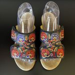 Alegria Linn Black Leather Embroidered Floral Sandals Women's Size 8 US, 38 EU Photo 2