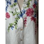 Kindred  Shirt Women Medium White Embroidered Floral Button Down Boho Cottagecore Photo 8