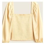 J.Crew Squareneck Smocked Featherweight Satin Cropped Top Yellow Size XL Photo 1