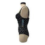 Swim Solutions One Piece‎ Swimsuit Women’s Size 8 Lace Up Black White Dots NWT Photo 2