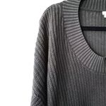 Aerie  Chunky Oversized Gray Cotton Ribbed Knit Scoop Neck Sweater Photo 1
