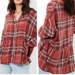 American Eagle  oversized plaid peplum babydoll flannel medium Photo 1
