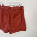 Loft [] Rust Red Welt Pocket High Rise Denim Shorts Flat Front Stretch Size 31 12 Photo 5