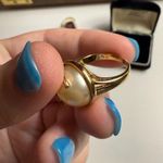 Elegant Vintage Golden Cocktail Pearl Ring Gold Photo 3