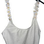 Source Unknown White Floral Strap Bodysuit Photo 1