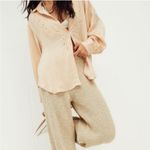 Free People Textured Knit Pants Cream Logan Pass Balloon Joggera LARGE Ribbed Photo 4