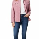 Croft & Barrow  Womens Pink Faux Suede Lined Button Up Shirt Jacket Cozy Chic Photo 0