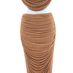 Amable by Mable Tan‎ Rhinestone Mesh Two Piece Skirt Set Party Cocktail Tan Size M Photo 0