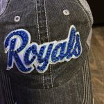 ROYALS‎ Bling Hat Distressed Trucker Cap Royals Baseball Swarovski Rhinestones Blue Photo 1