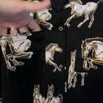 She & Sky Equestrian Horse Shirt country Women Sz large Black Button Down  Photo 1