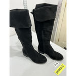 Womans Candies Cacal Size 7.5 M Black Knee Length Riding Boots Cuff Photo 1