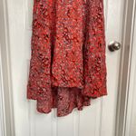 Maje  Rivele Ruffled Leopard-print Crepe Midi Dress Size Large Red Animal Print Photo 6