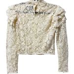 Reformation Celestia Top Lace Long Sleeve Blouse Mock Neck Ivory Romantic Core 4 Photo 6