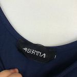 4SI3NNA Solid Navy Blue Sleeveless Lace Up Tie Bodysuit Scoop Neck Rayon Blend Photo 5