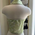 Green Halter BoHo Crop Tank Top with White Mushroom Pattern Size L Photo 1