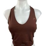 Gymshark  Brown Scoop Neck Racerback Activewear Fitness Yoga Gym Crop Top Size M Photo 0