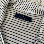 Terzo Millennio Striped Collared Henley Short Sleeve Shirt White/Black (Small) White Photo 4