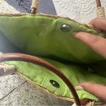 Rattan Straw Woven Shoulder Bag with Embroidery. Tan Photo 5