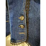The Pyramid Collection Denim Jacket Lace Trim Ruffle Fitted Womens Large Blue Photo 2