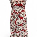 Free People  intimately red and cream Floral halter tiered maxi dress sz S Photo 0