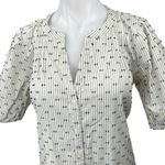 Ann Taylor  LOFT White Green Striped Polka Dot Button Down Mini Shirt Dress Sz S Photo 5