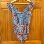 Jessica Simpson Size Medium Blue Ruffle Open-Back One Piece Swimsuit NWT Photo 3