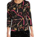 J. McLaughlin Catalina Cloth Crew Neck Signature Tee Shirt Equestrian Small NWT Photo 0