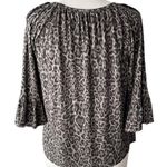 MICHAEL KORS Cheetah Leopard Gray Black Stretchy Pullover Top ~ Women's LARGE Photo 3