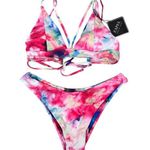Zaful Women's Tie Dye Lace-Up Bikini Set High-Leg Size 4 Multicolor Photo 0